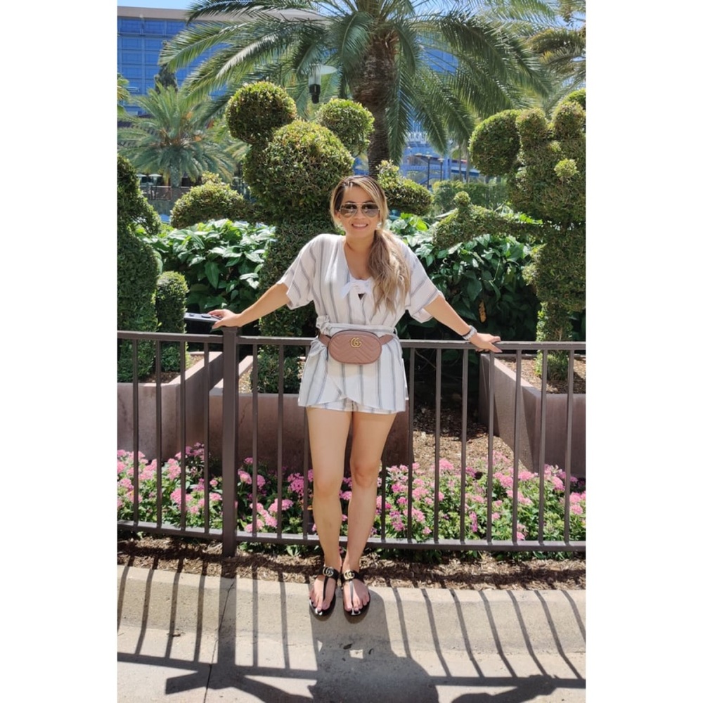 Lulus “Sunshine State” Vneck Striped Tied Romper - Picture 6 of 16